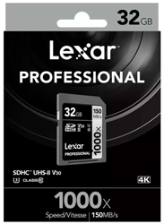 Lexar Professional SDXC 1000x Class: 10 / U3 (150MB/s) – 32GB