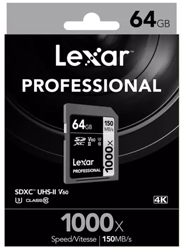 Lexar Professional SDXC 1000x Class: 10 / U3 (150MB/s) – 64GB