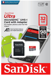 SanDisk Ultra Micro SDXC Class: 10 / U1 (98MB/s) – 32GB