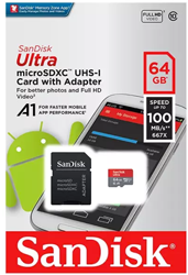 SanDisk Ultra Micro SDXC Class: 10 / U1 (100MB/s) – 64GB