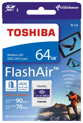 Tosihba FlashAir Wireless SD card Class: 10 / U3 (90MB/s) – 64GB